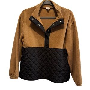 J. Crew Tan and Black Teddy Pullover